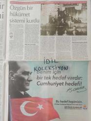 Orijinal Cumhuriyet Gazetesi - Newspaper - 29 Ekim 2019 - 29 October 2019  - Özel Eki - Ulusal birliği kuran bir kültür devrimi - Özgün bir hükümet sistemi kurdu - Atatürk'ün Cumhuriyet mücadelesi - 1400 metrede Atatürk silueti - Üç kuşak denizci - Soyadını Atatürk verdi - Şenlikler yurdda dün öğle üstü başladı - Türk kadınının üstün mevkii - Stalin, Müttefiklere açıkça çatıyor - Koyu karanlıktan sonra şafak - Cumhuriyet ve parlamenter demokrasi - Sadece saltanatını düşündü - Bir kitabın, bir zihniyetin anatomisi - İlelebet payidar olacaktır - Yıkıntılar arasından yeşeren ekonomi - Anadolu'nun dört bir yanına fabrikalar - Modern Türk kadınının sesiyiz -