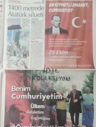 Orijinal Cumhuriyet Gazetesi - Newspaper - 29 Ekim 2019 - 29 October 2019  - Özel Eki - Ulusal birliği kuran bir kültür devrimi - Özgün bir hükümet sistemi kurdu - Atatürk'ün Cumhuriyet mücadelesi - 1400 metrede Atatürk silueti - Üç kuşak denizci - Soyadını Atatürk verdi - Şenlikler yurdda dün öğle üstü başladı - Türk kadınının üstün mevkii - Stalin, Müttefiklere açıkça çatıyor - Koyu karanlıktan sonra şafak - Cumhuriyet ve parlamenter demokrasi - Sadece saltanatını düşündü - Bir kitabın, bir zihniyetin anatomisi - İlelebet payidar olacaktır - Yıkıntılar arasından yeşeren ekonomi - Anadolu'nun dört bir yanına fabrikalar - Modern Türk kadınının sesiyiz -