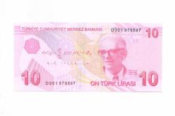 Efemera - 9. EMİSYON 10 TL KAĞIT PARA SERİ BAŞI D001 DÜŞÜK SERİ NUMARASI ÇİL / 167 - kitantik - kitaLog