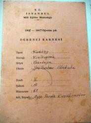 ÖĞRENCİ KARNESİ İLK VE ORTAOKUL 1967-1975 ÖĞRETİM YILI