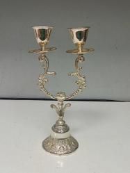 Antika Avrupa Gümüş 2'li Şamdan