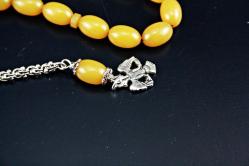 ATEŞ KEHRİBARI GÜMÜŞ PÜSKÜLLÜ  TESBİH ORJİNAL SIFIR (ISIMSIZ RAF