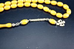 ATEŞ KEHRİBARI GÜMÜŞ PÜSKÜLLÜ  TESBİH ORJİNAL SIFIR (ISIMSIZ RAF