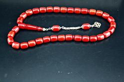 ATEŞ KEHRİBARI GÜMÜŞ PÜSKÜLLÜ  TESBİH ORJİNAL SIFIR (ISIMSIZ RAF