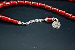 ATEŞ KEHRİBARI GÜMÜŞ PÜSKÜLLÜ  TESBİH ORJİNAL SIFIR (ISIMSIZ RAF