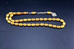 ATEŞ KEHRİBARI GÜMÜŞ PÜSKÜLLÜ  TESBİH ORJİNAL SIFIR (ISIMSIZ RAF