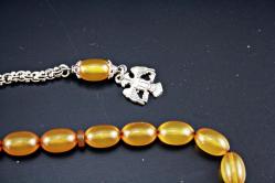 ATEŞ KEHRİBARI GÜMÜŞ PÜSKÜLLÜ  TESBİH ORJİNAL SIFIR (ISIMSIZ RAF