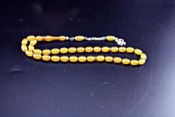 ATEŞ KEHRİBARI GÜMÜŞ PÜSKÜLLÜ  TESBİH ORJİNAL SIFIR (ISIMSIZ RAF