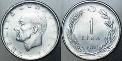 TÜRKİYE CUMHURİYETİ 1 LİRA 1976. ÇİL(-) KONDİSYON.
