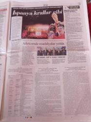 Cumhuriyet Gazetesi - 14 Temmuz 2010 - İspanya Dünya Şampiyonu - İstanbul CUP'a Yıldız Yağacak - Atletizmde Madalyalar Yolda - Kelaynak Göç Yolunda - Kafes Eylem Planı - TÜBİTAK - Kızılsakal Marmara'da - İtalya'da Mafya Ağır Darbe Aldı - Serena Williams