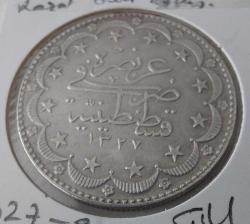 REŞAT 1327-9 GÜMÜŞ 20 KURUŞ OSMANLI SULTAN V.MEHMET DÖNEMİ ORİJİNAL 1K2HH1 ÇİL-ÇİLALTI ÇOK NADİRDİR