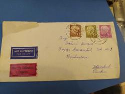 Z1-4---1961 ALMANYA 3 PULLU LUFTPOST VE BURCH HİLBOTEN EKSPRES ZARF