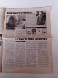 Cumhuriyet Kitap Gazetesi - 9 Mayıs 1996 - Sayı 325 - Başkaldıran Yazar Witold Gombrowicz Fotoğrafı - Bulmacamız İlker Mumcuoğlu İle Kitaplar Üzerine - Cemil Kavukçu İle Uzak Noktalara Doğru Üzerine - Hüseyin Peker  Romanı Yazıcı Ya Da Bir Yol Romanı - Video Sanatı