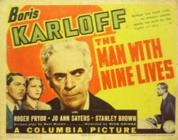 BORIS KARLOFF MAN WITH NINE LIVES ORİJİNAL LOBİ KARTI TITLE CARD