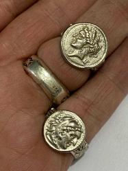 Antika - Roma Büyük iskender 2 adet gümüş kaplama metal yüzükler Replika - kitantik - kitaLog