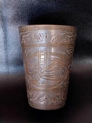 OSMANLI DÖNEMİ OSMANLICA 2 YAZILI, ORİJİNAL HİCAZ İŞİ ZEMZEM,  ŞERBET BARDAĞI.EL İŞÇİLİĞİNİN EN GÜZELİ, KOLEKSIYON DEĞERİ YUKSEK, NADİR BİR ÜRÜNDÜR..