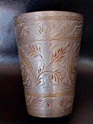 OSMANLI DÖNEMİ OSMANLICA 2 YAZILI, ORİJİNAL HİCAZ İŞİ ZEMZEM,  ŞERBET BARDAĞI.EL İŞÇİLİĞİNİN EN GÜZELİ, KOLEKSIYON DEĞERİ YUKSEK, NADİR BİR ÜRÜNDÜR..