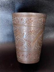 OSMANLI DÖNEMİ OSMANLICA 2 YAZILI, ORİJİNAL HİCAZ İŞİ ZEMZEM,  ŞERBET BARDAĞI.EL İŞÇİLİĞİNİN EN GÜZELİ, KOLEKSIYON DEĞERİ YUKSEK, NADİR BİR ÜRÜNDÜR..