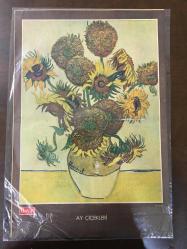 Hayat Dergisi Posteri Renkli Yağlı Boya Tablo Ay Çicekleri Van Gogh 34x51 cm