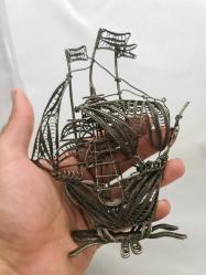 Antika gümüş, telkari işçilikli gemi