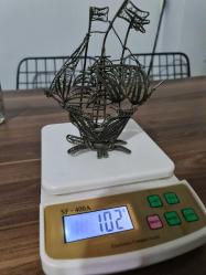 Antika gümüş, telkari işçilikli gemi