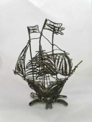 Antika gümüş, telkari işçilikli gemi