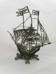 Antika gümüş, telkari işçilikli gemi