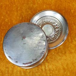 VINTAGE NAZAR BONCUKLU GÜMÜŞ KAPLAMA KAPAKLI YUVARLAK BAKIR KUTU ÇANAK