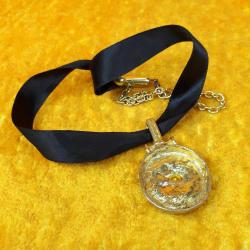 VINTAGE AVRUPA GENÇ KADIN PORTRE METAL KAMEO SİYAH KORDELALI GERDANLIK