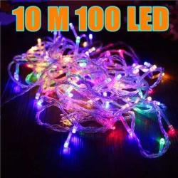 yılbaşı noel ağacı ışığı 10 mt 100 led fişli rgb karışık renk