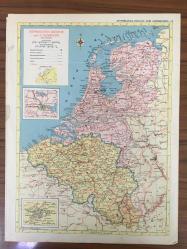 Harita Fransa, Paris, Viyana ve Amsterdam, Brüksel, Belçika 31,5x24 cm