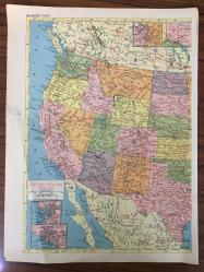 Harita Eastern Canada U.S, Ontariyo, Labrador, Toronto ve United States, Meksika, Arizona, Kanada, Kuzey ve Güney Dakota 24x31,5 cm