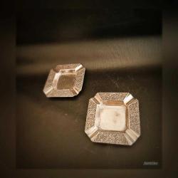 Gümüş Kaplama Kare Kül Tablası Çifti