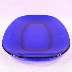 VINTAGE AVRUPA FRANCE KOBALT RENKLİ BÜYÜK OVAL CAM TABAK