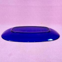 VINTAGE AVRUPA FRANCE KOBALT RENKLİ BÜYÜK OVAL CAM TABAK