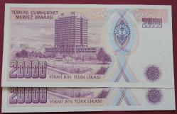 7.emisyon 2. Tertip G Serisi 20 000 Bin Lira G76 216838 - 39  Seri Takipli  Çil