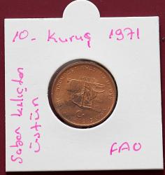 1971 10 Kuruş FAO Saban Kılıçtan Üstündür  No 012