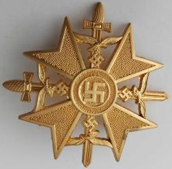 1938 NAZİ HAVA KUVVETLERİ KILIÇLI GAMALI ALTIN KARTAL ALMANYA İKİNCİ YAPIM ORİJİNAL ALTIN KAPLAMA YAKA ROZET MADALYASI  H1AA1E ÇOK NADİRDİR