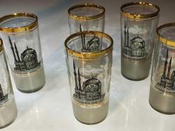 3184-ESKİLERDEN DOLMABAHÇE CAMİ RESİMLİ 6 AD LİMONATA BARDAĞI