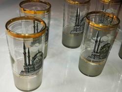 3184-ESKİLERDEN DOLMABAHÇE CAMİ RESİMLİ 6 AD LİMONATA BARDAĞI