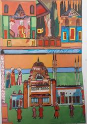 MİNYATÜR,  USTA İŞİ OZEL KAĞIDA ÇİZİM MİNYATÜR , DEKORASYON AMAÇLI,  EVINIZE, OFISINIZE DEĞER KATACAK GÜZELLİKTE MİNYATÜR.. 32 x 49 cm