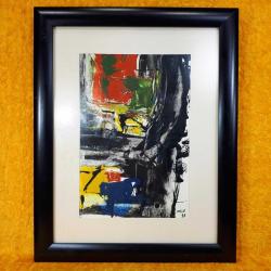 VINTAGE İMZALI , ÇERÇEVELİ , SOYUT AKRİLİK BOYA RESİM