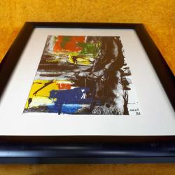 VINTAGE İMZALI , ÇERÇEVELİ , SOYUT AKRİLİK BOYA RESİM