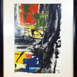 VINTAGE İMZALI , ÇERÇEVELİ , SOYUT AKRİLİK BOYA RESİM