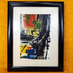 VINTAGE İMZALI , ÇERÇEVELİ , SOYUT AKRİLİK BOYA RESİM