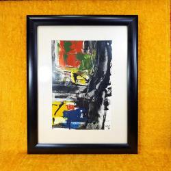 VINTAGE İMZALI , ÇERÇEVELİ , SOYUT AKRİLİK BOYA RESİM