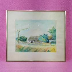 VINTAGE İMZALI TARİHLİ ÇERÇEVELİ MANZARA SULU BOYA RESİM