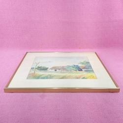 VINTAGE İMZALI TARİHLİ ÇERÇEVELİ MANZARA SULU BOYA RESİM