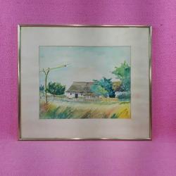 VINTAGE İMZALI TARİHLİ ÇERÇEVELİ MANZARA SULU BOYA RESİM