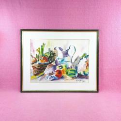 VINTAGE FULYA 2006 İMZALI , ÇERÇEVELİ , NATÜRMORT SULU BOYA RESİM